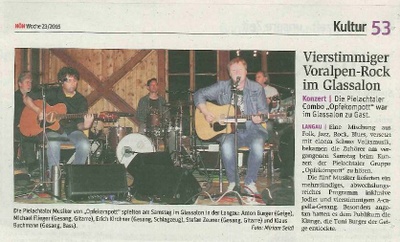 NÖN - Bericht über das Konzert im Glassalon in der Langau 2015;