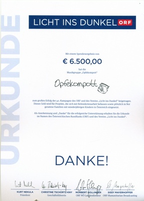 Urkunde - Spende Licht ins Dunkel 2012
